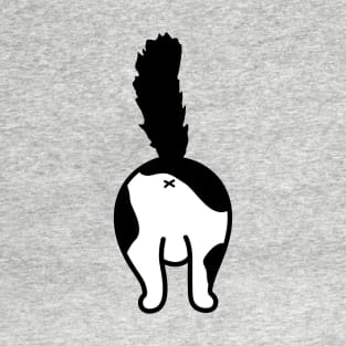 cat butt black and white wth fluffy tail T-Shirt